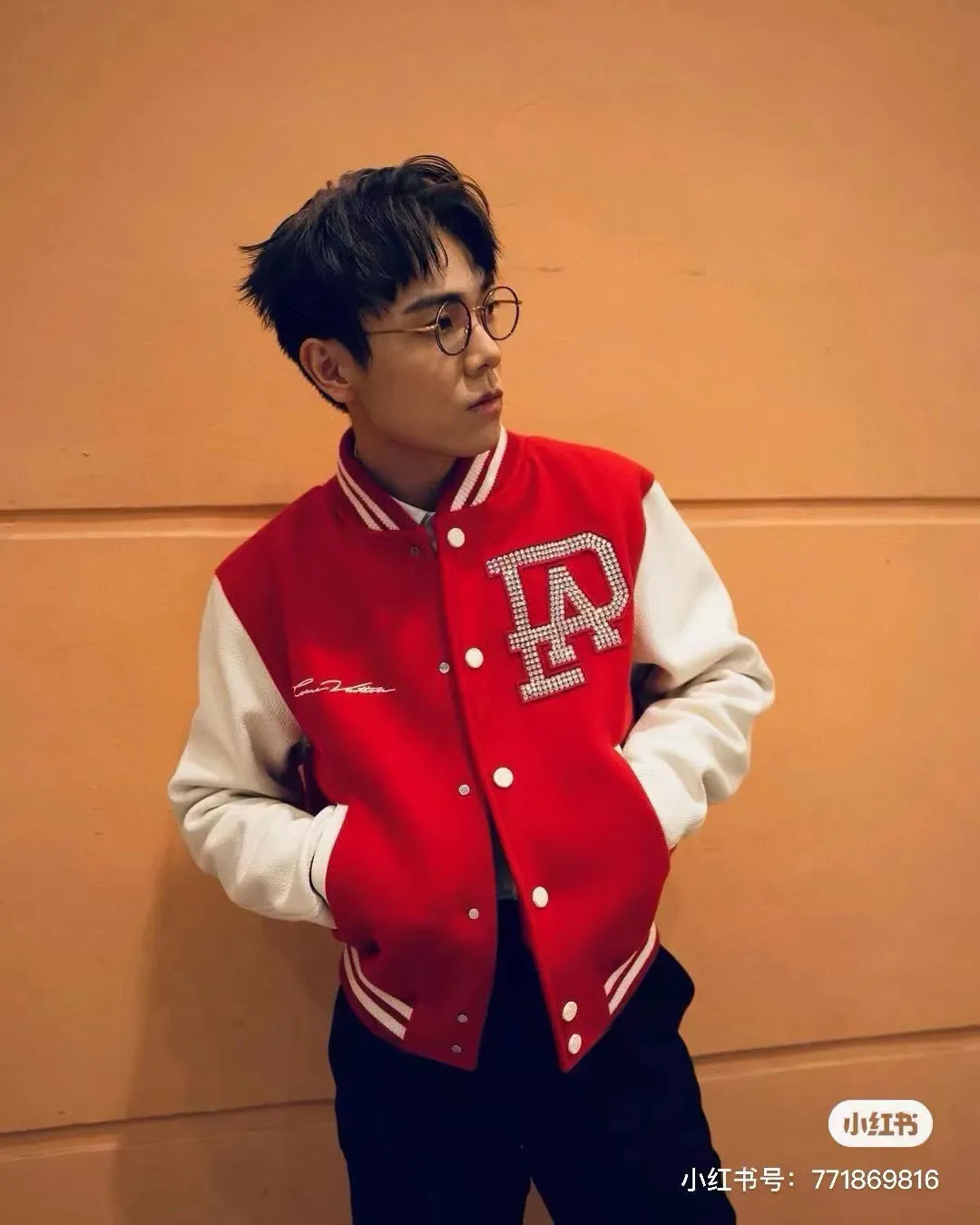 Louis Vuitton/Louis Vuitton 24Fw pearl hot diamond lettering baseball jacket